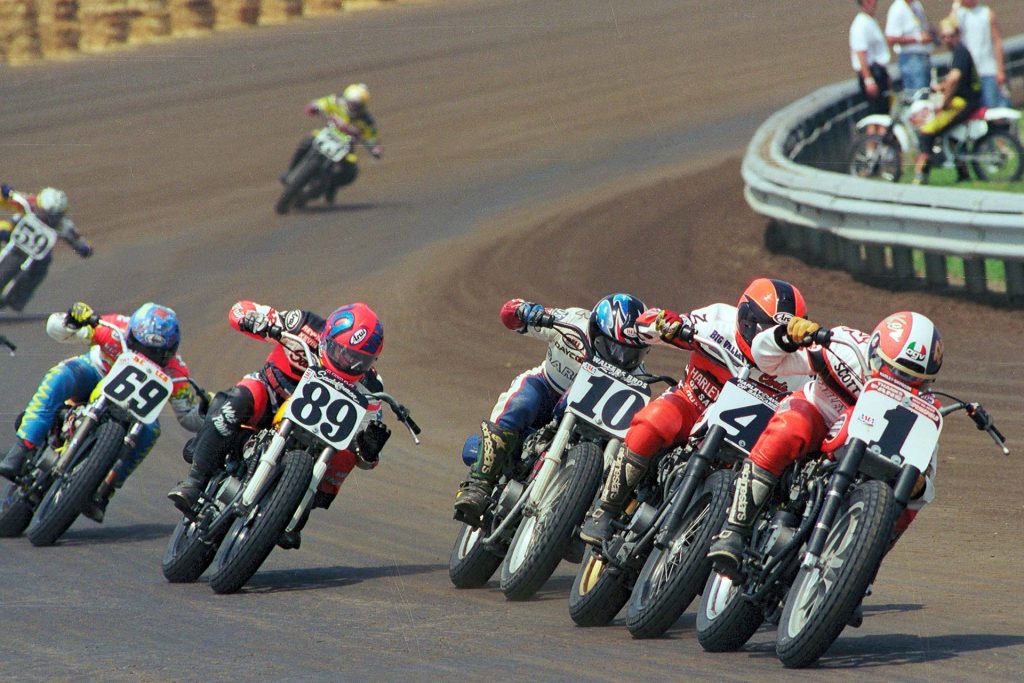 Parker leads an entire pack of the greats including Nicky Hayden at the Springfield Mile Photo Dave Hoenig