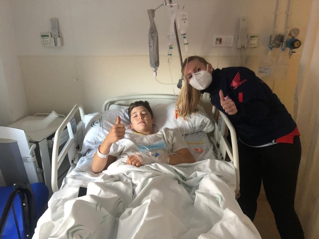 Billy van Eerde recovering from surgery on his broken femur