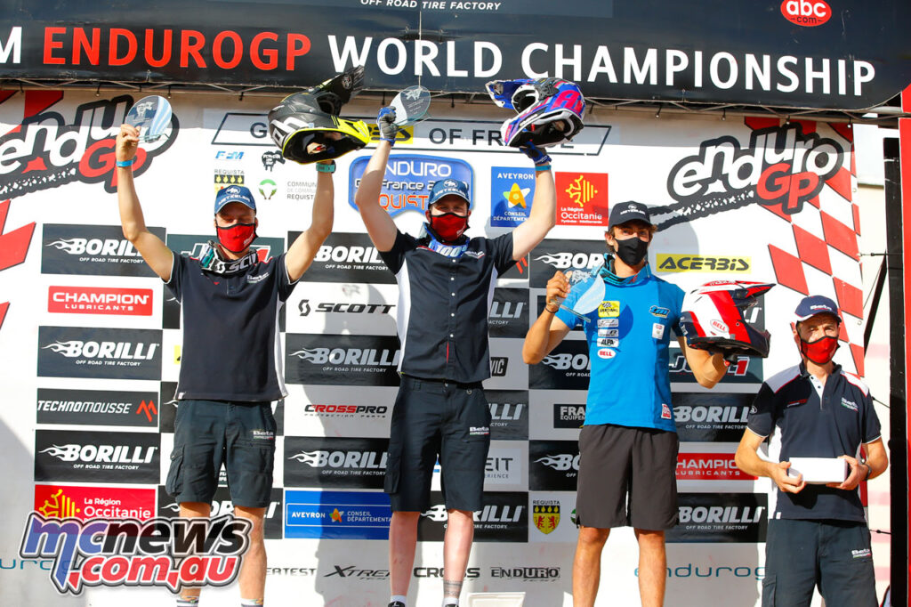 EnduroGP Day 2 Podium - Brad Freeman took second, Holcombe first, and