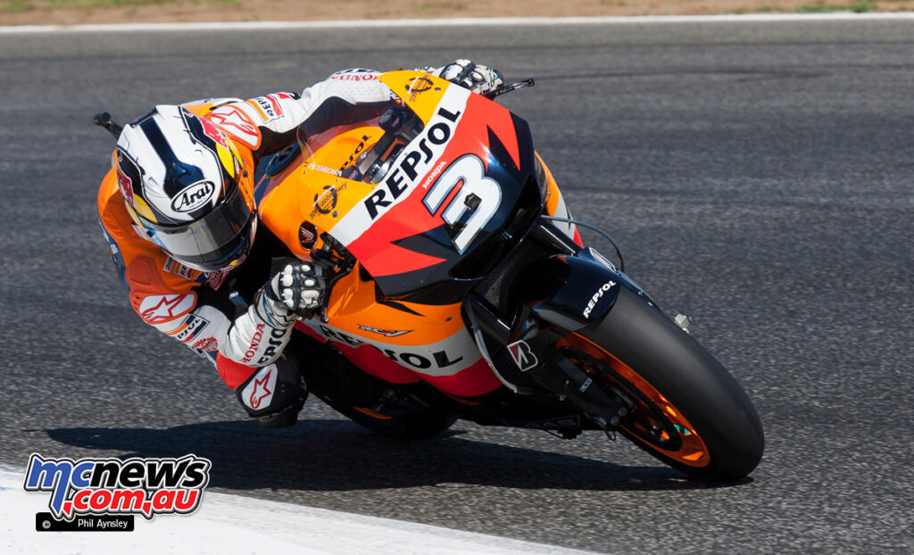 Dani Pedrosa would complete the podium in third