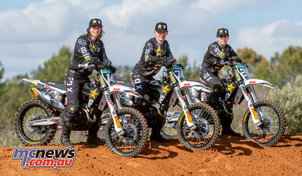 Rockstar Energy Husqvarna Factory Racing’s Jed Beaton, Kay de Wolf and Maxime Grau