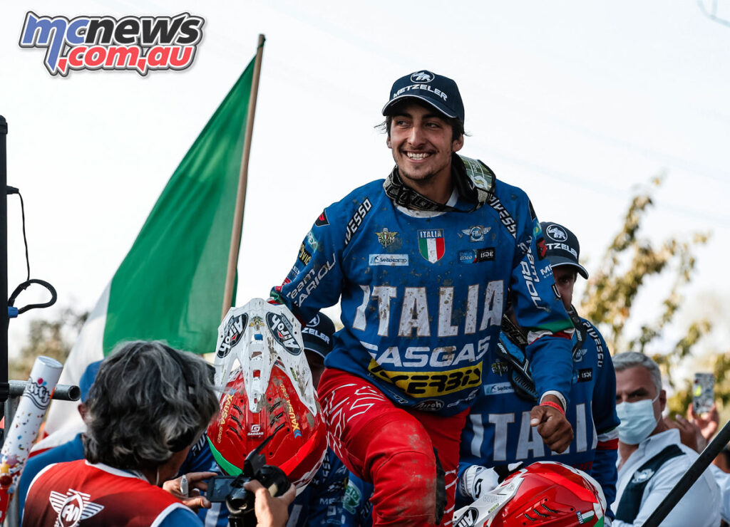 Andrea Verona celebrates Italy's win
