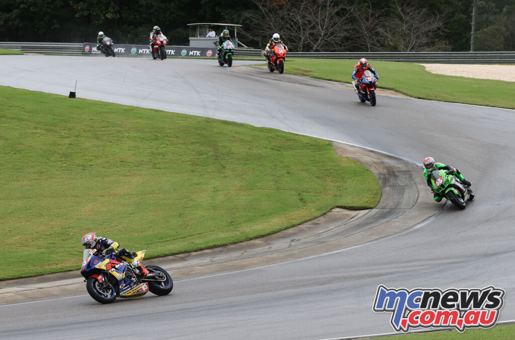 Jake Lewis competing on board Stock 1000 machinery in the Honos Superbike class