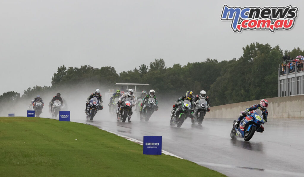 Sean Dylan Kelly leading the Supersport class at Barber