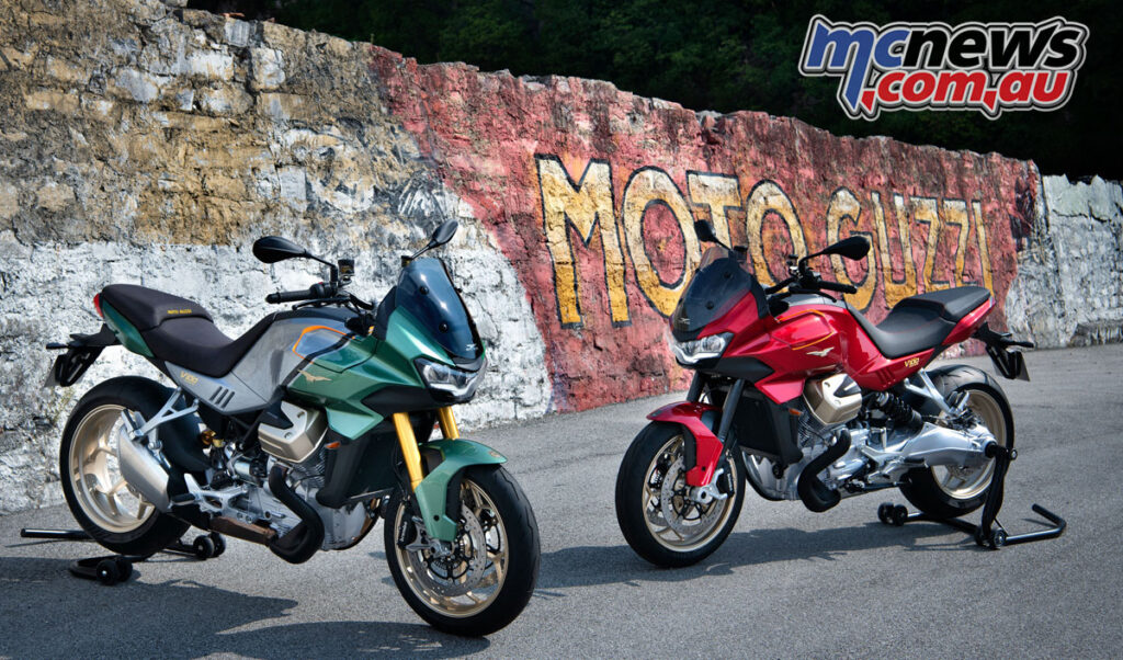 The new Moto Guzzi V100 Mandello looks like it will arrive in two versions, one with Ohlins electronic suspension