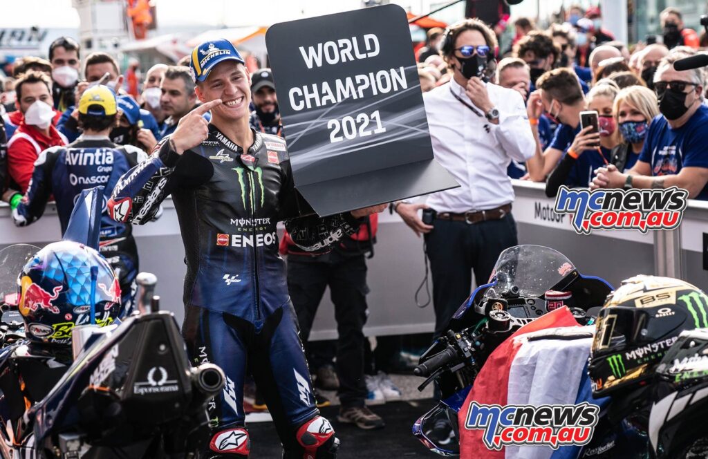 Fabio Quartararo was crowned 2021 MotoGP World Champion at Misano last year