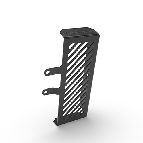 Robust stamped aluminium radiator guard offering additional protection from stones and debris while maintaining vital radiator air flow. With subtle Royal Enfield branding