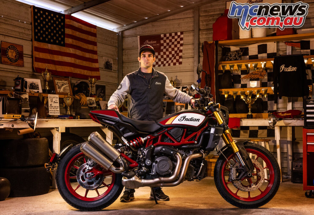 Jared Mees with the 2022 Indian FTR1200 Championship Edition