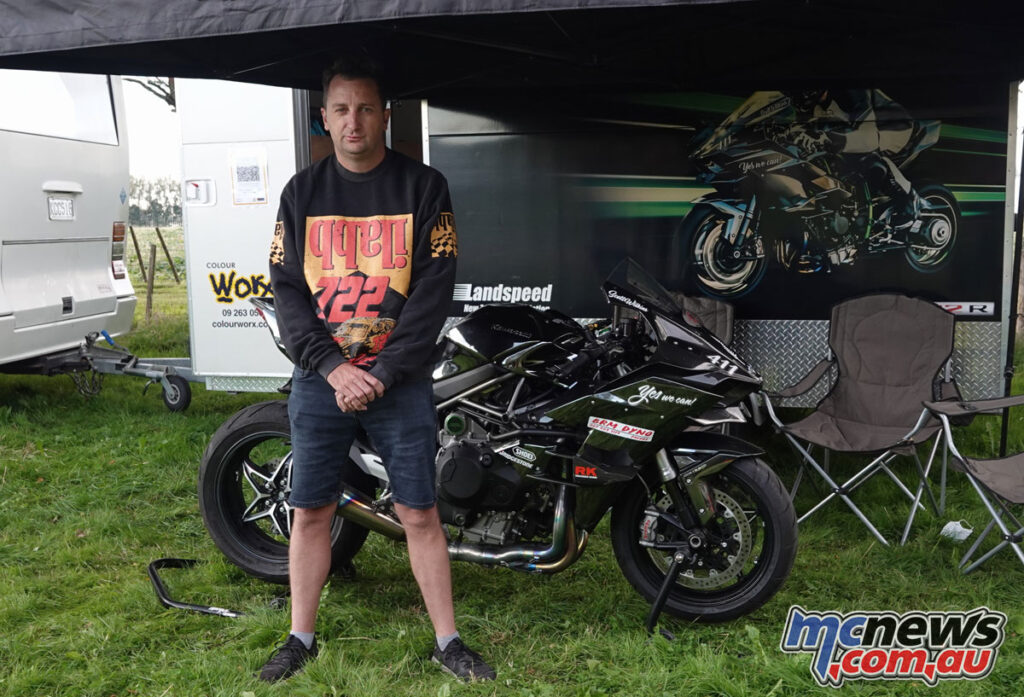 Scott Wilkins and his New Zealand Motorcycle Landspeed record-breaking Kawasaki Ninja H2R