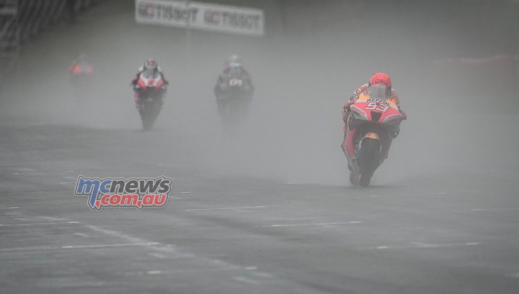 Marc Marquez leads timesheets in wet conditions in Portugal