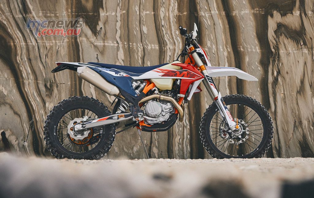 The 2023 KTM Six Days line up comprises of the 250 and 300 EXC two-strokes, and 250, 350, 450 and 500 four-strokes. 