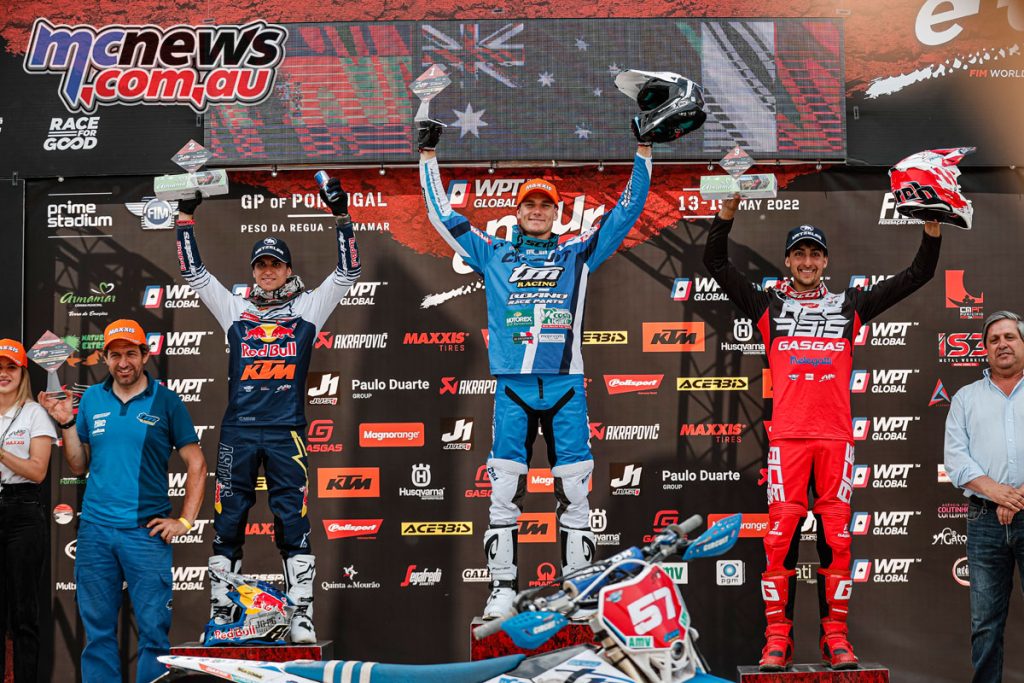 Wil Ruprecht atop the podium on the opening day in Portugal