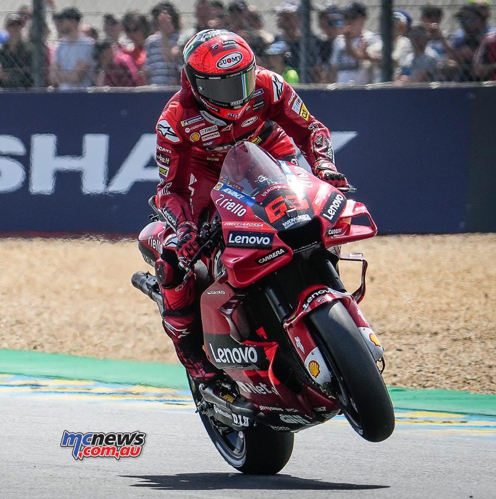 Francesco Bagnaia has qualified on pole position (setting a new all-time lap record at Le Mans) for the eighth time in MotoGP and the second successive time after Jerez. He will be aiming to win in two successive races for the first time since Algarve and Valencia last year.