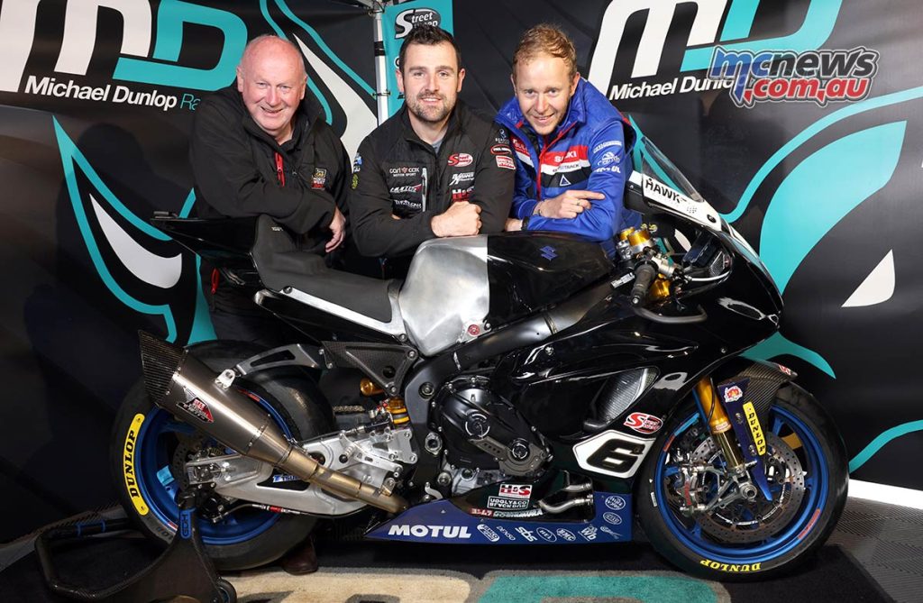 Michael Dunlop and the Hawk Racing GSX-R1000R Suzuki he will ride at the North West 200