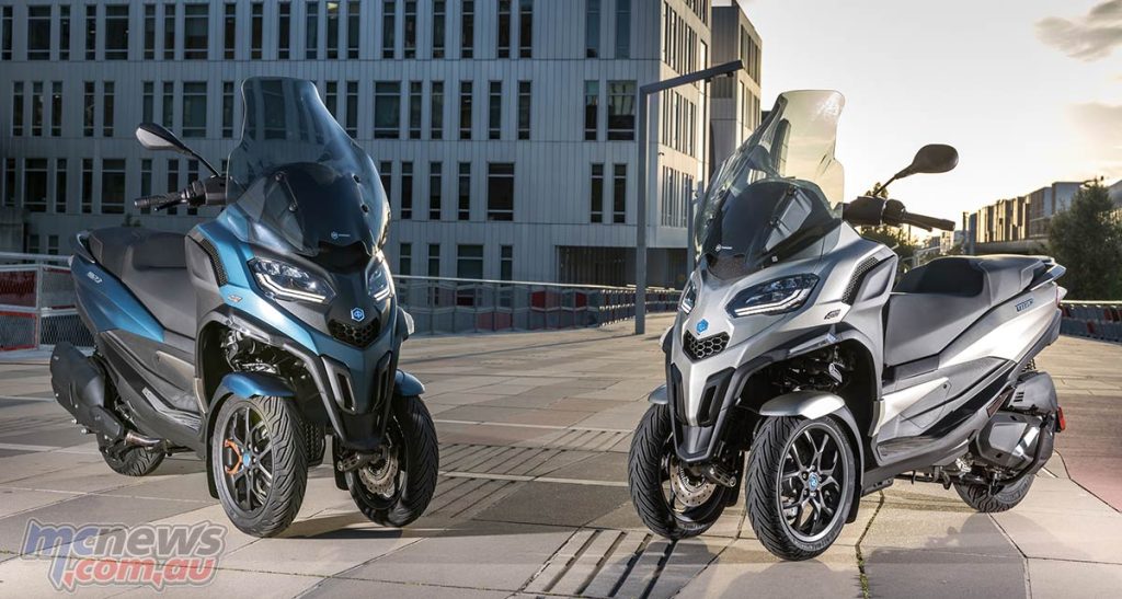 Some members of the updated Piaggio MP3 family