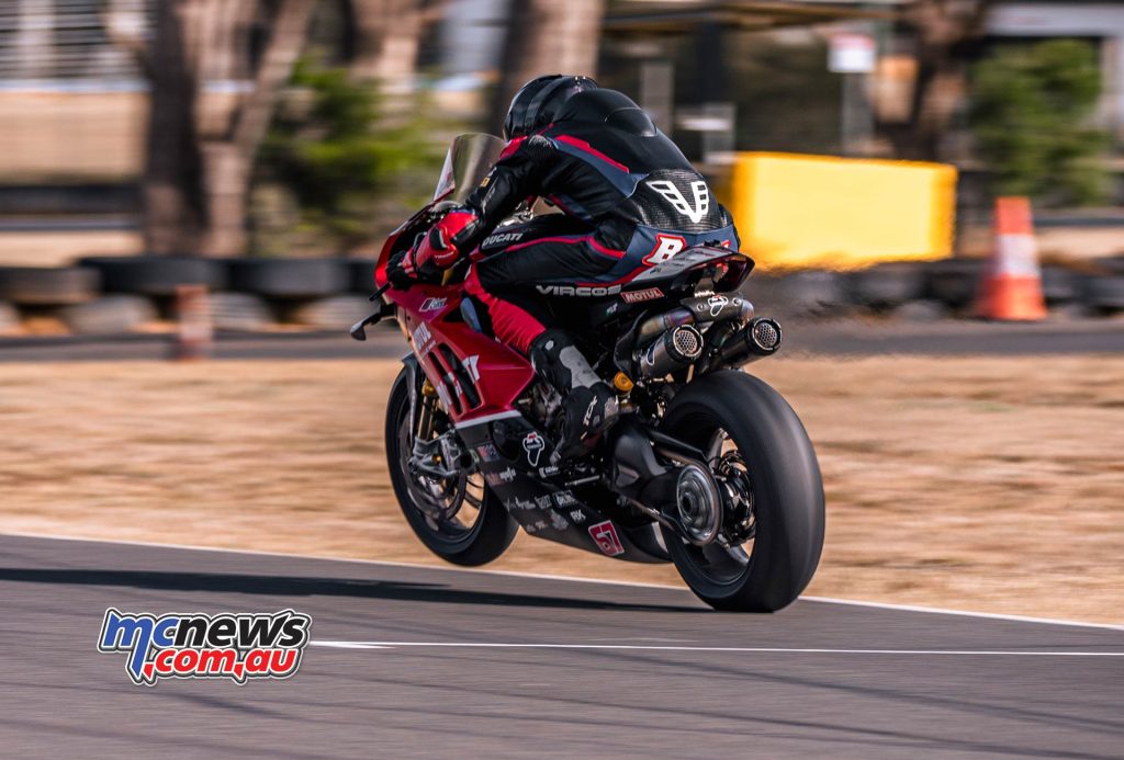 Broc Pearson pictured during testing at Morgan Park with DesmoSport Ducati