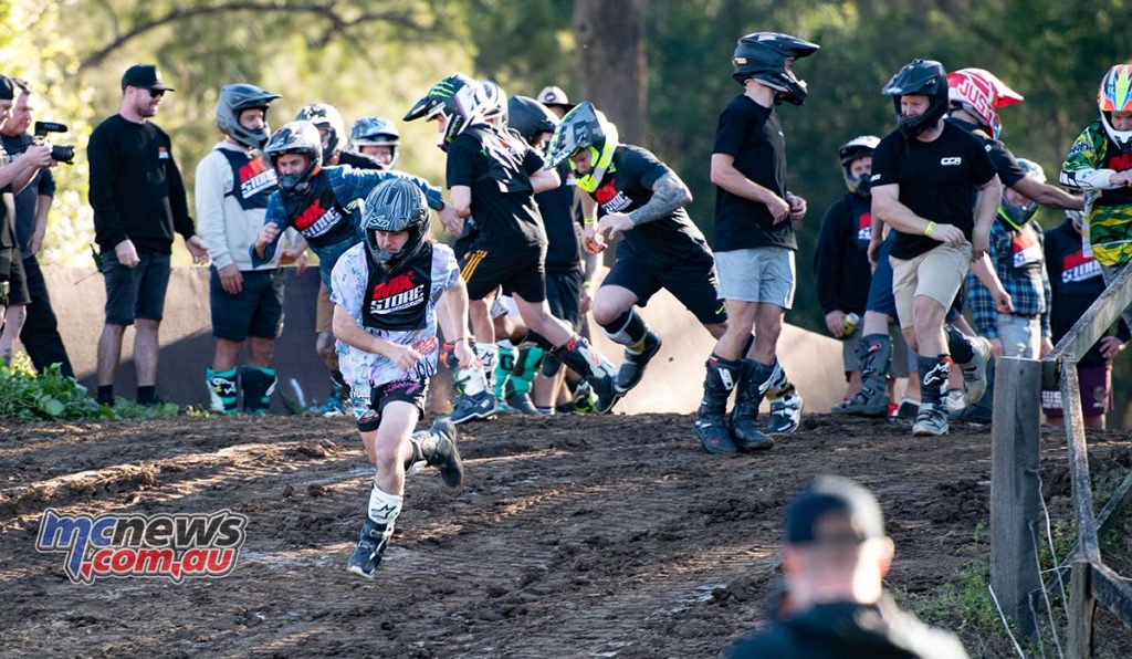 The race for gate picks was contested on foot! MXStore.com.au Battle in the Bush