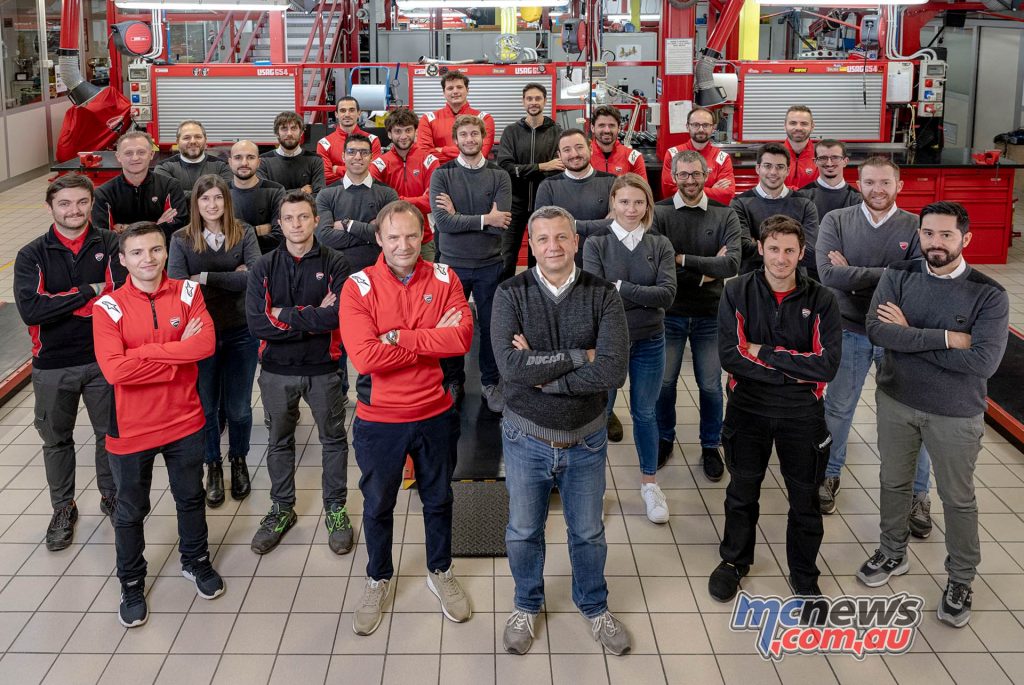 Some of the Ducati staff behind the V21L project