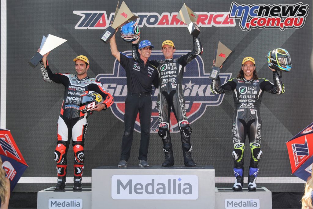 Sunday's Superbike podium at Monterey