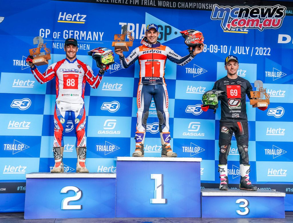 Toni Bou topped the Day 2 podium at the TrialGP of Germany from