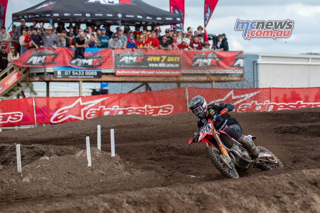 Wilson Todd topped qualifying and then streaked away to a dominant victory in the opening MX1 moto at Coolum - Image RbMotoLens