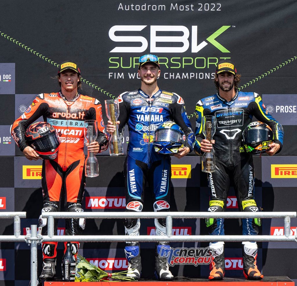 2022 Most WorldSSP Results Race 2 1. Lorenzo Baldassarri (Evan Bros. WorldSSP Yamaha Team) 2. Nicolo Bulega (Aruba.it Racing WorldSSP Team) +0.213s 3. Stefano Manzi (Dynavolt Triumph) +3.922s