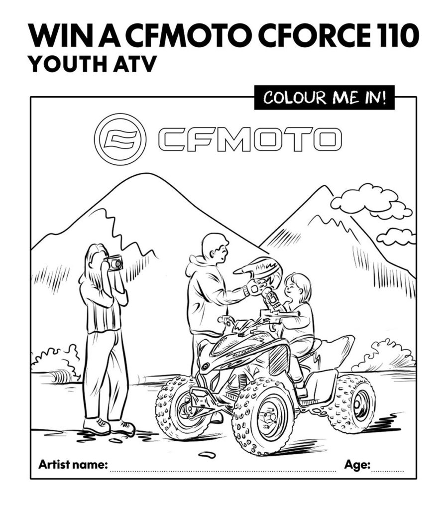 The CFMOTO CFORCE 110 colouring competition entry