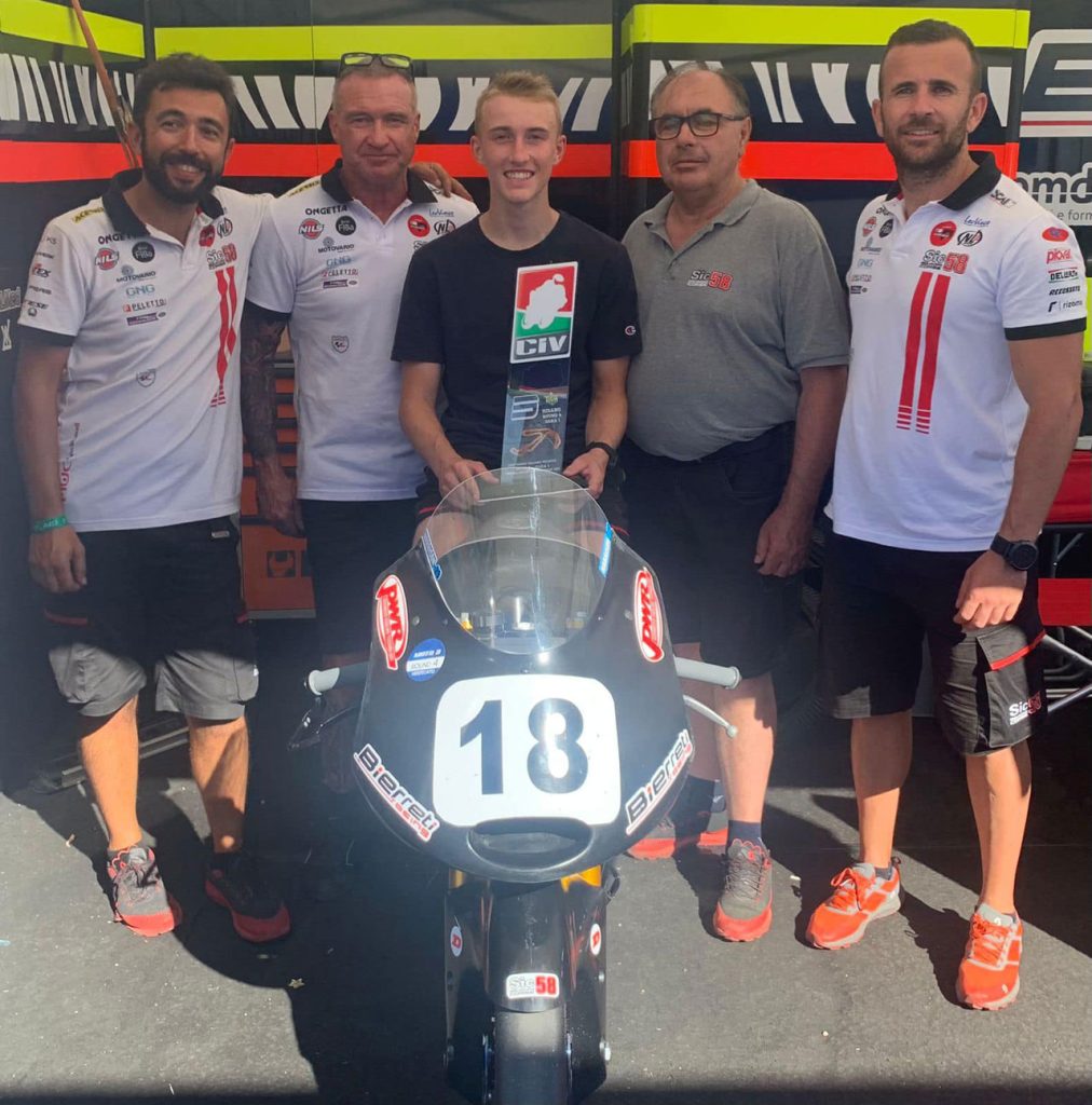 Harrison Voight on the podium for CIV wildcard at Misano