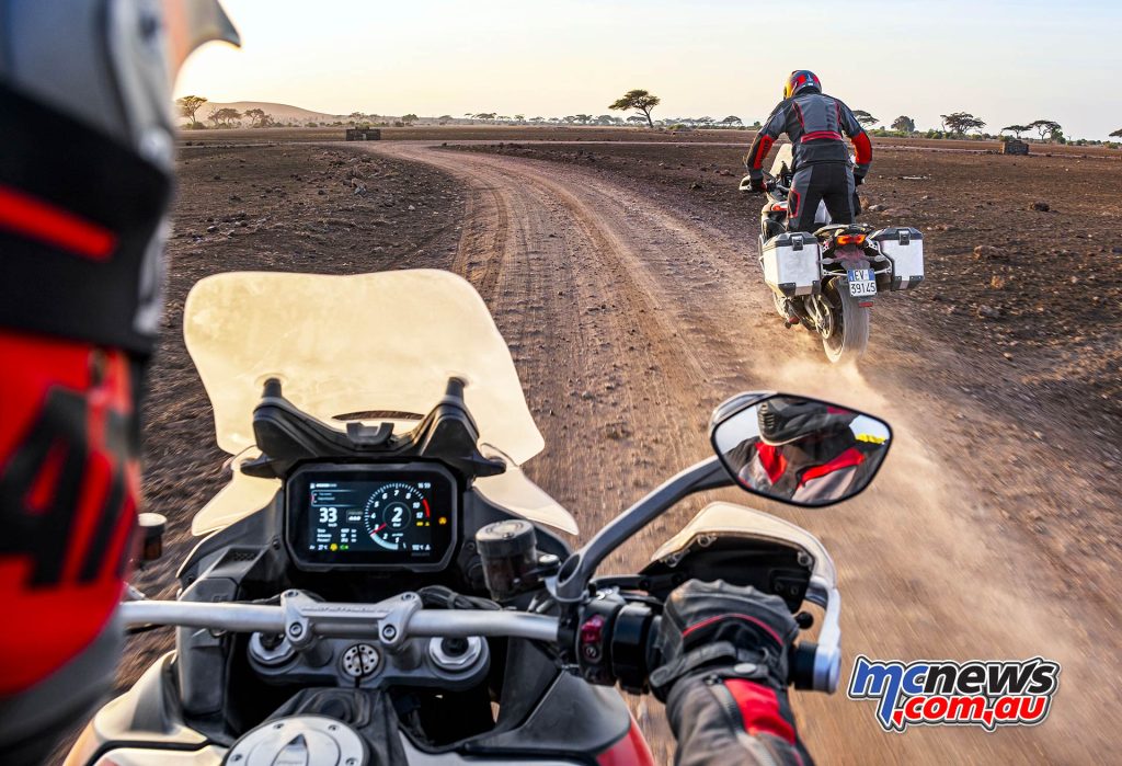 Multistrada V4 Rally offers ABS Cornering, Ducati Cornering Lights (DCL), which improve night visibility by illuminating the inside of corners, Ducati Wheelie Control (DWC) and Ducati Traction Control (DTC)