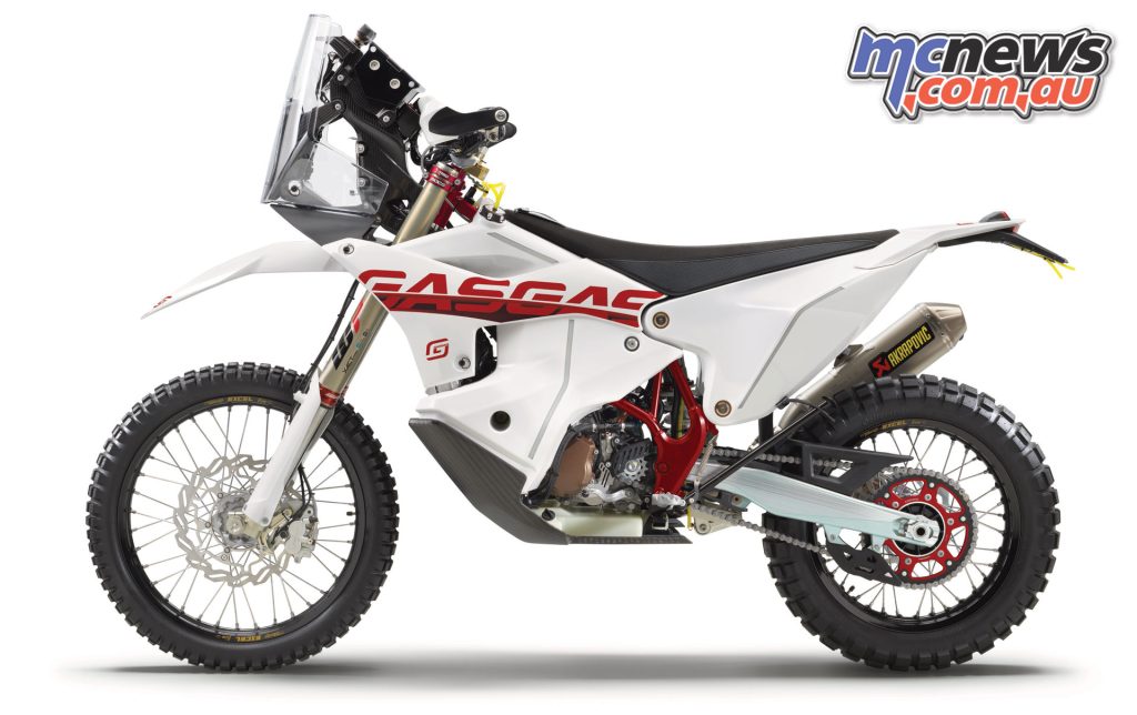 The 2023 GASGAS RX 450F Rally Race Replica shared many components with the Dakar machine Sunderland and Sanders rode