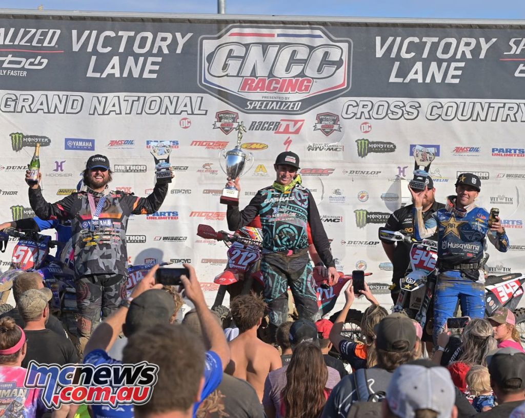 Ironman GNCC Overall Podium - Steward Baylor, Ricky Russell and Craig Delong - Image by Ken Hill