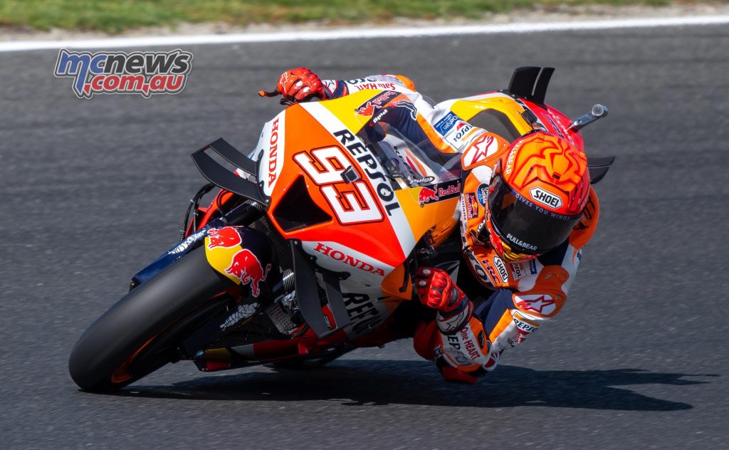 With ten minutes left in the session Marc Marquez went out with a new aero tail on the RC213V