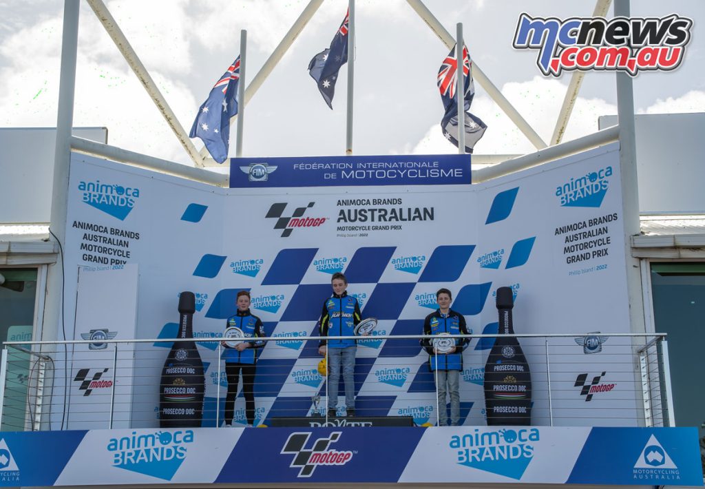 The Phillip Island OJC Round Podium - 1) Hudson Thompson, 2) Levi Russo, 3) Ryan Larkin