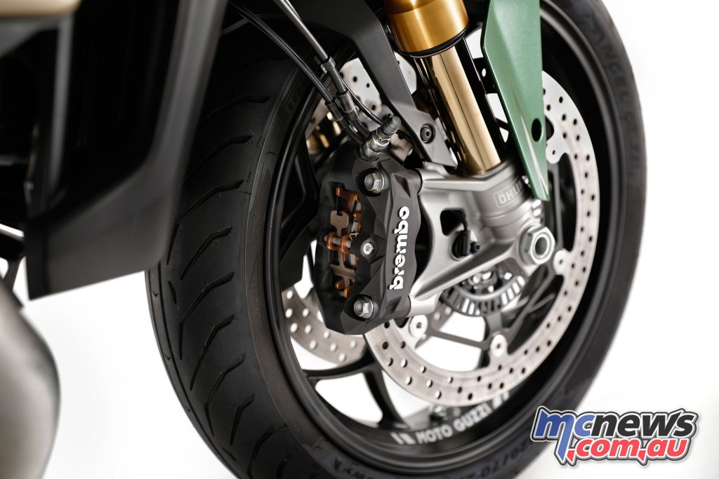 Brembo provide the braking system, with Cornering ABS also run