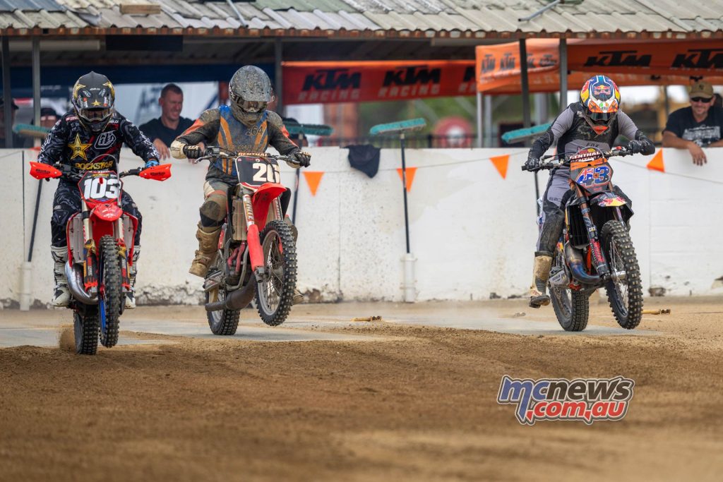 Jack Miller blasts off the line in the 125 category alongside Corey Creed and Peter Smith