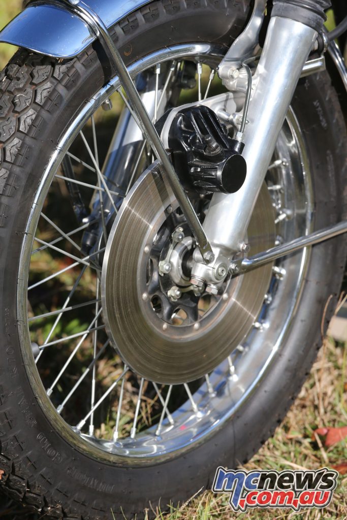 A single-disc front brake, with single-piston caliper was run