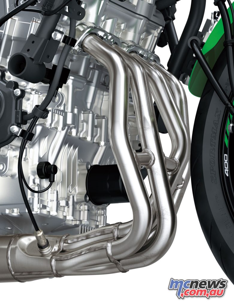 The heart of the new ZX-4R is a 399 cc DOHC four-cylinder engine that produces up to 80 hp
