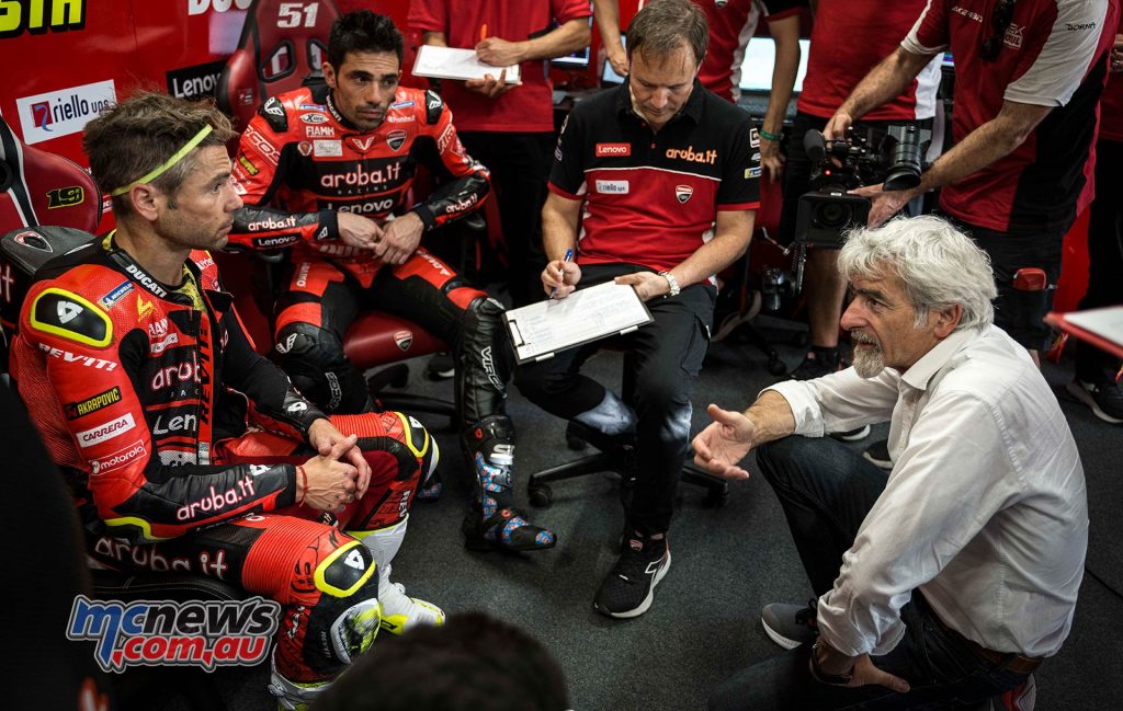Alvaro Bautista with Ducati Corse General Manager Gigi Dall'Igna
