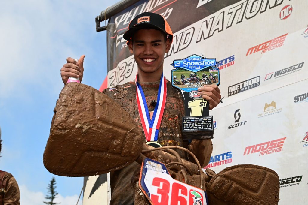 Ryan Amancio earned the Bike Youth overall win in the muddy conditions - Image by Ken Hill