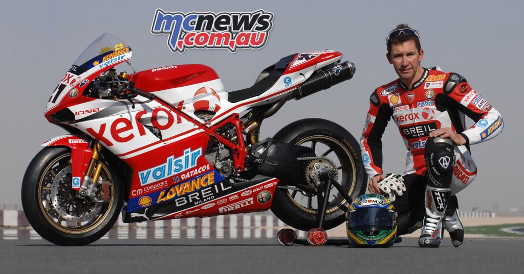 Troy Bayliss with the 1098 R World Superbike racer
