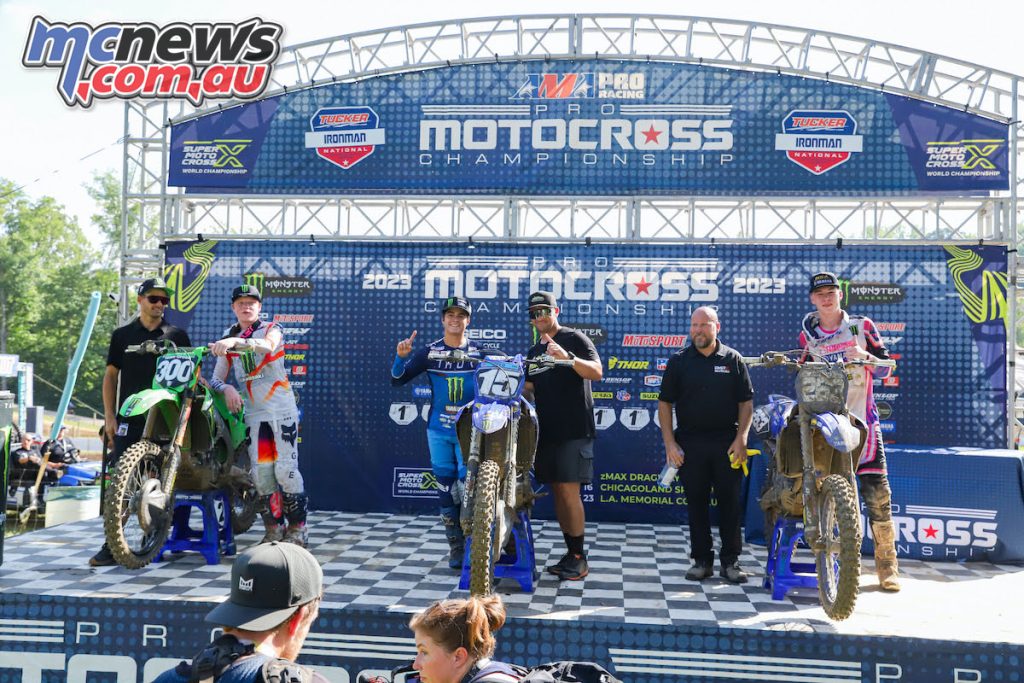 Ironman Combine overall podium finishers and coaches (left to right) - Drew Adams with Broc Tickle, Gavin Towers with Chad Reed, and Avery Long with Buddy Antunez - Photo by Align Media