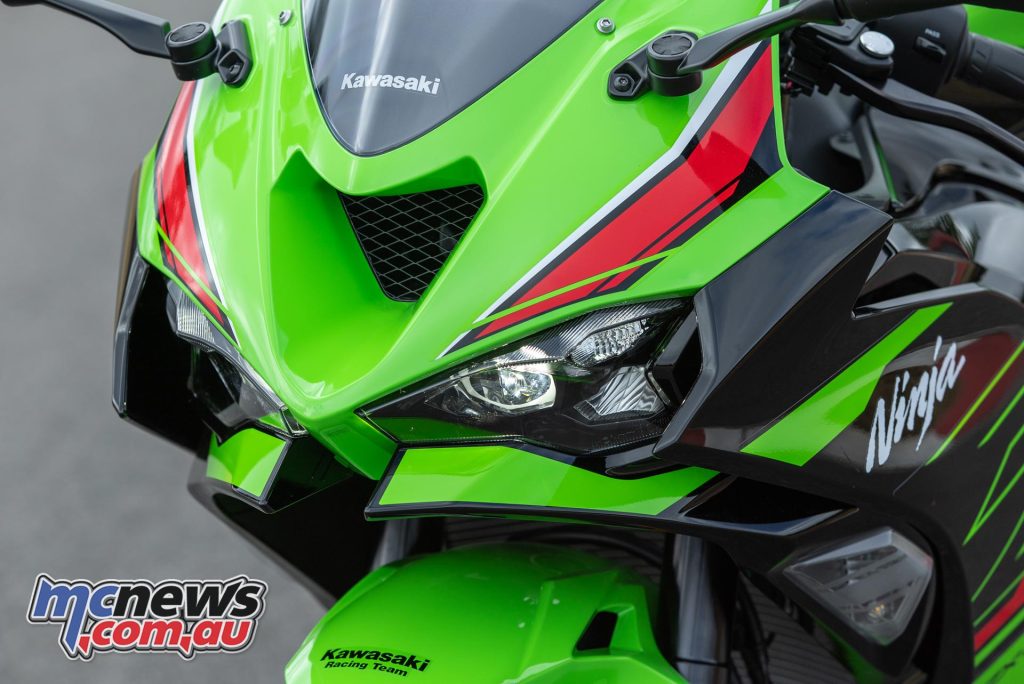 The more aggressive front fairing has ZX-10R vibes
