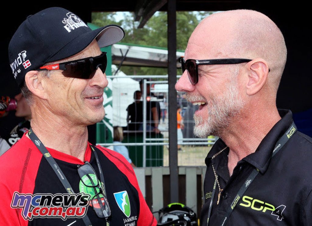 Catching up in 2023 - old rivals Hans Nielsen and Tony Rickardsson - Image by Jarek Pabijan