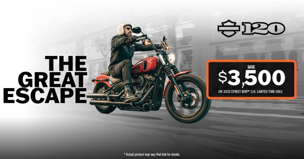 Save $3500 on the MY23 Harley-Davidson Street Bob 114