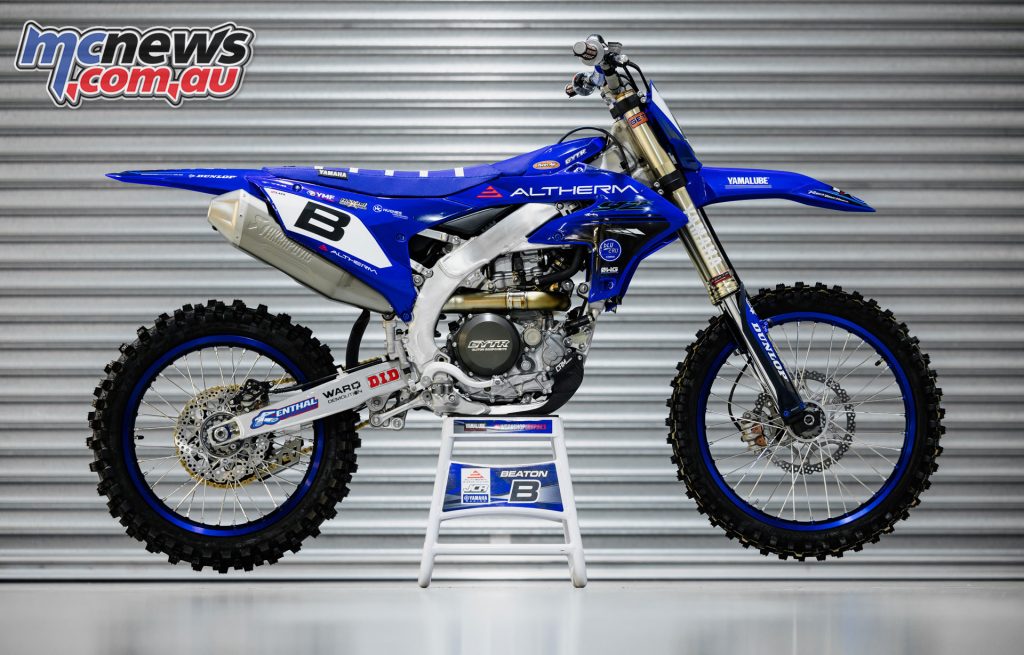 Altherm JCR Yamaha’s MX1 rider, Australian Jed Beaton (#B) will ride this YZ450 for the 2024 motocross season - Image by Henry Jaine