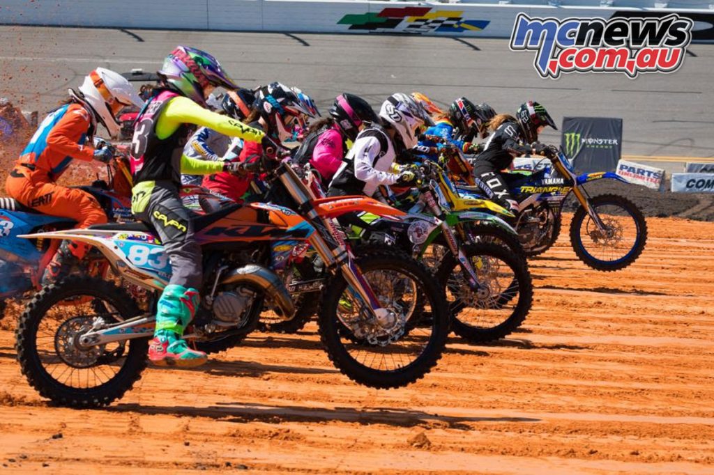 The WMX Series returns in 2024 - Group of ridings at start line taking off pictured - Image courtesy of MX Sports Archives