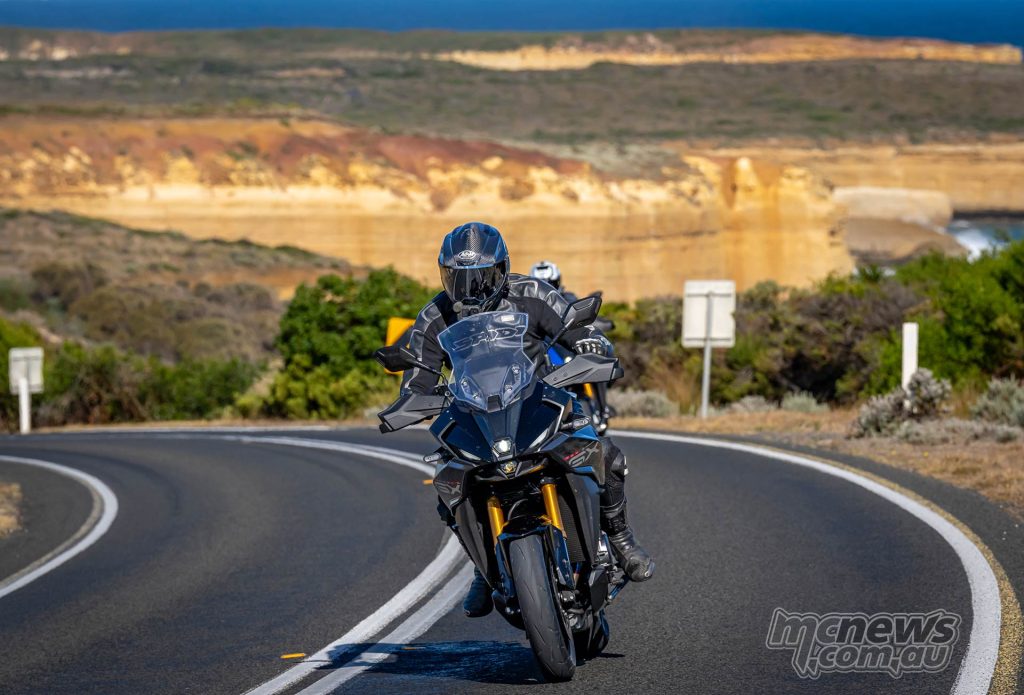 The GSX-S1000GX is well suited to mile-munching, with about 300 km between fills on the 19 L tank