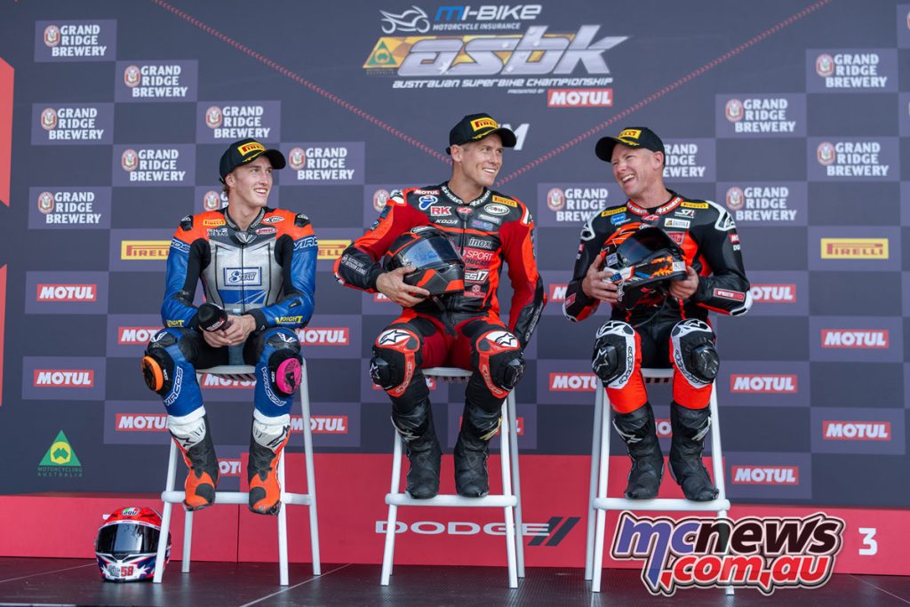 ASBK Superbike's top three (L-R): Voight, Herfoss, Waters