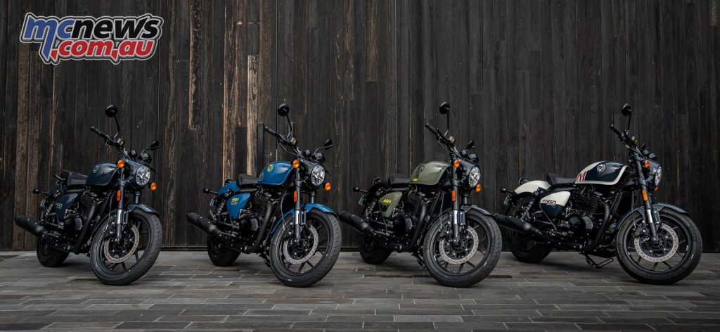 The Royal Enfield Shotgun colour range - Sheet Metal Grey, Plasma Blue, Green Drill and Stencil White