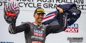Senna Agius celebrating victory at Phillip Island in 2025